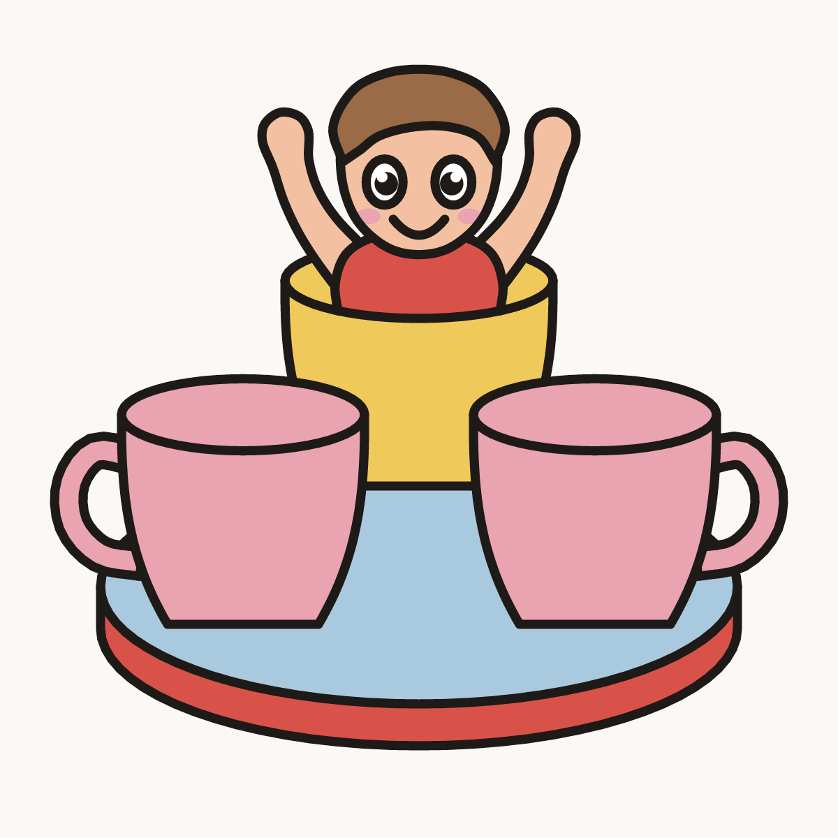 Finished drawing of a teacup ride
