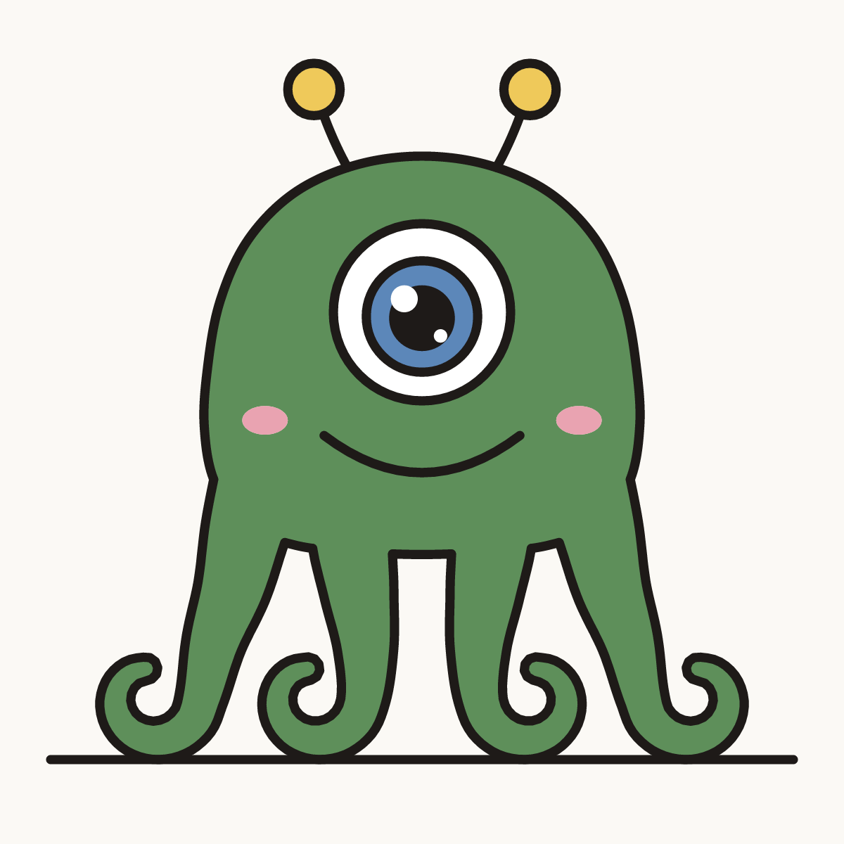 Finished drawing of a tentacle alien