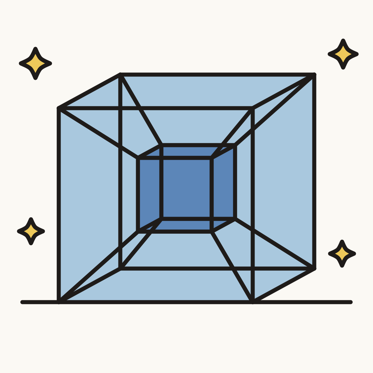 Finished drawing of a tesseract