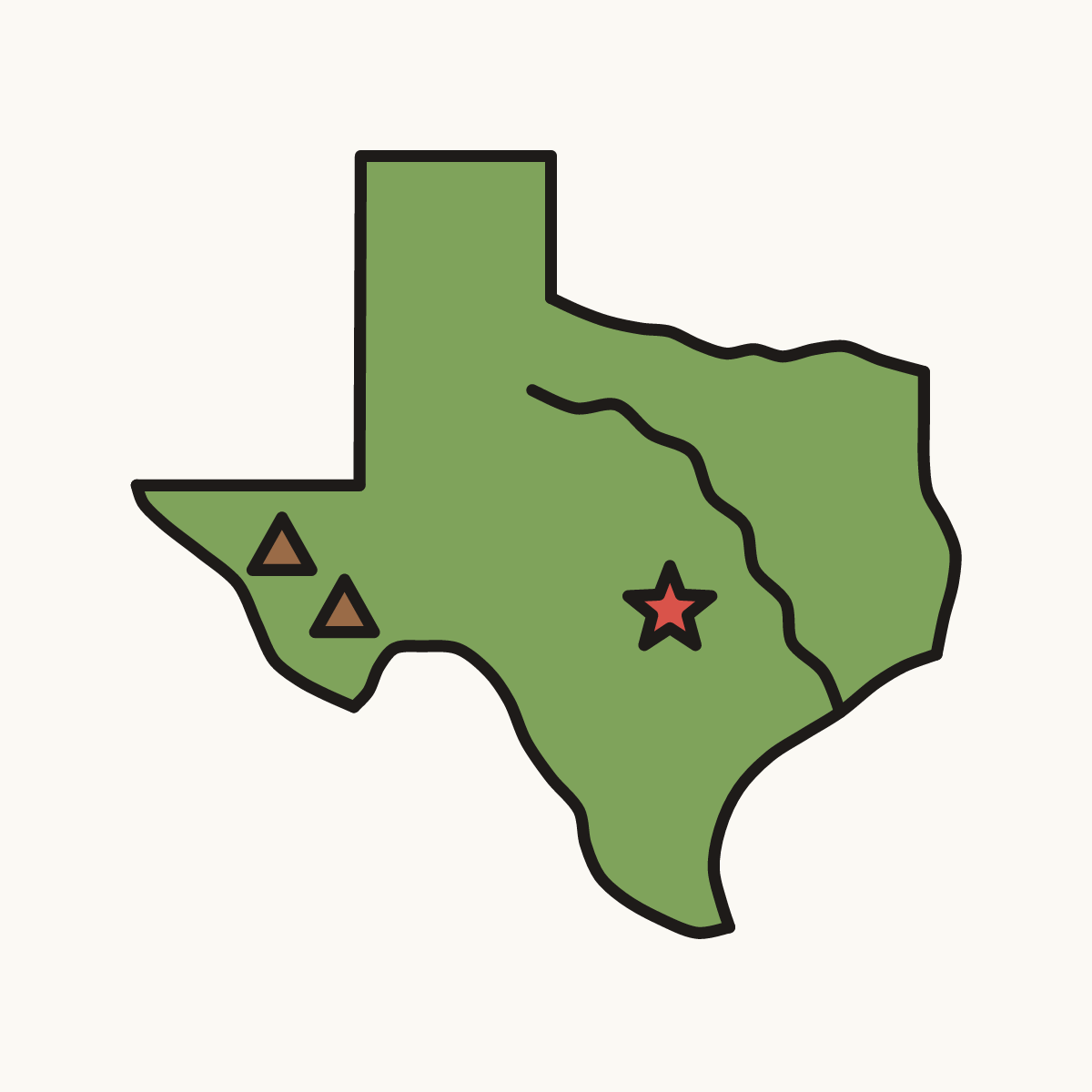 Finished drawing of a Texas map