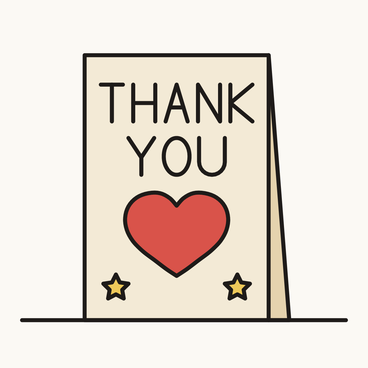 Finished drawing of a thank you card