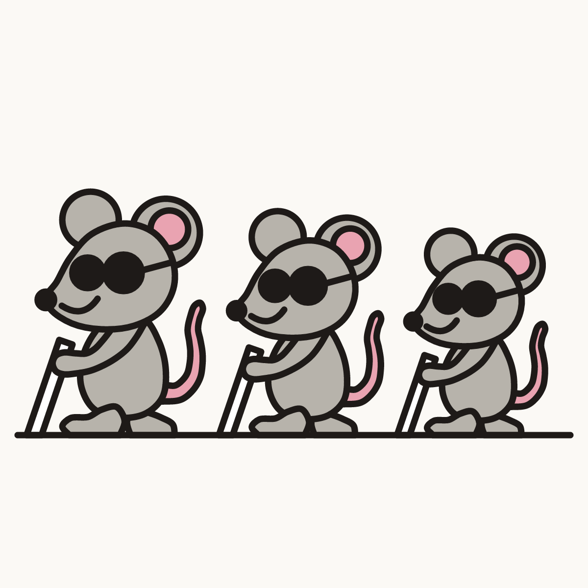 Finished drawing of three blind mice