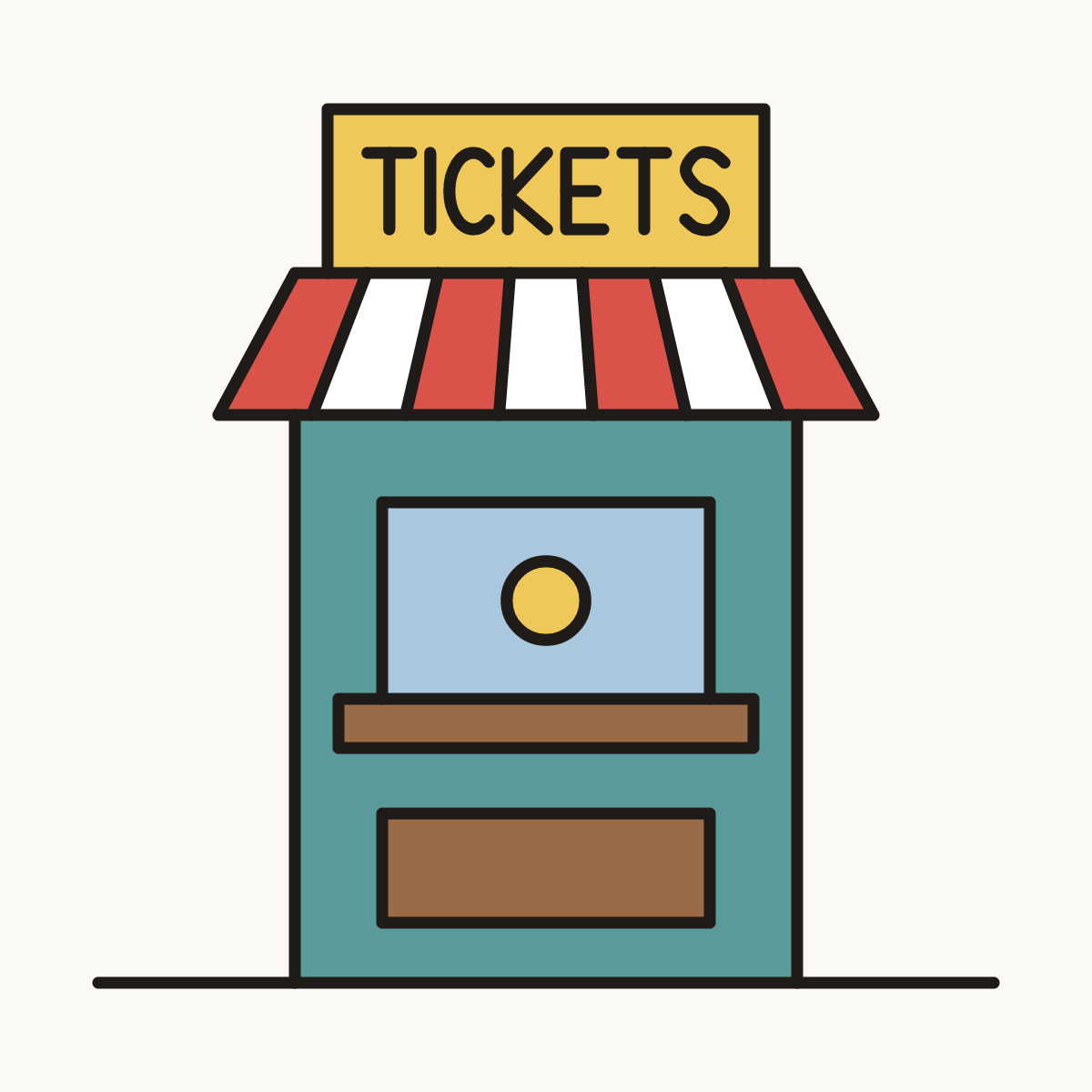 Finished drawing of a ticket booth