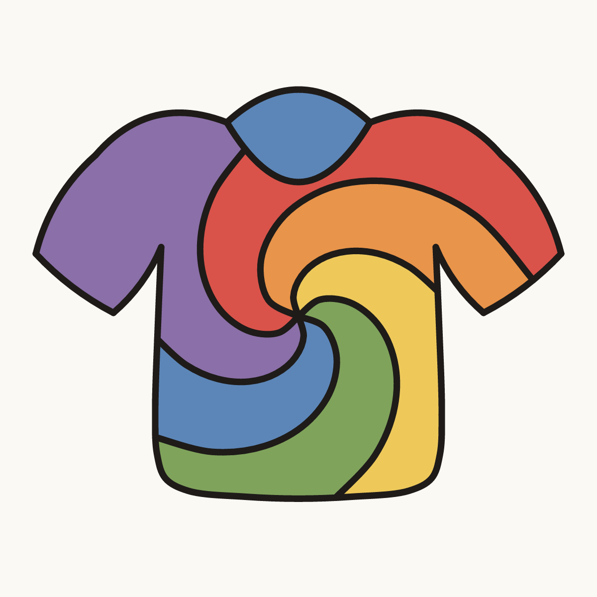 Finished drawing of a tie dye shirt