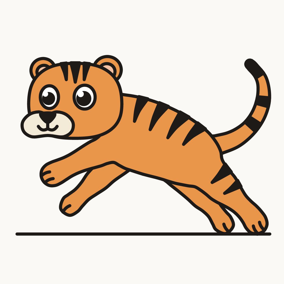 Finished drawing of a tiger jumping
