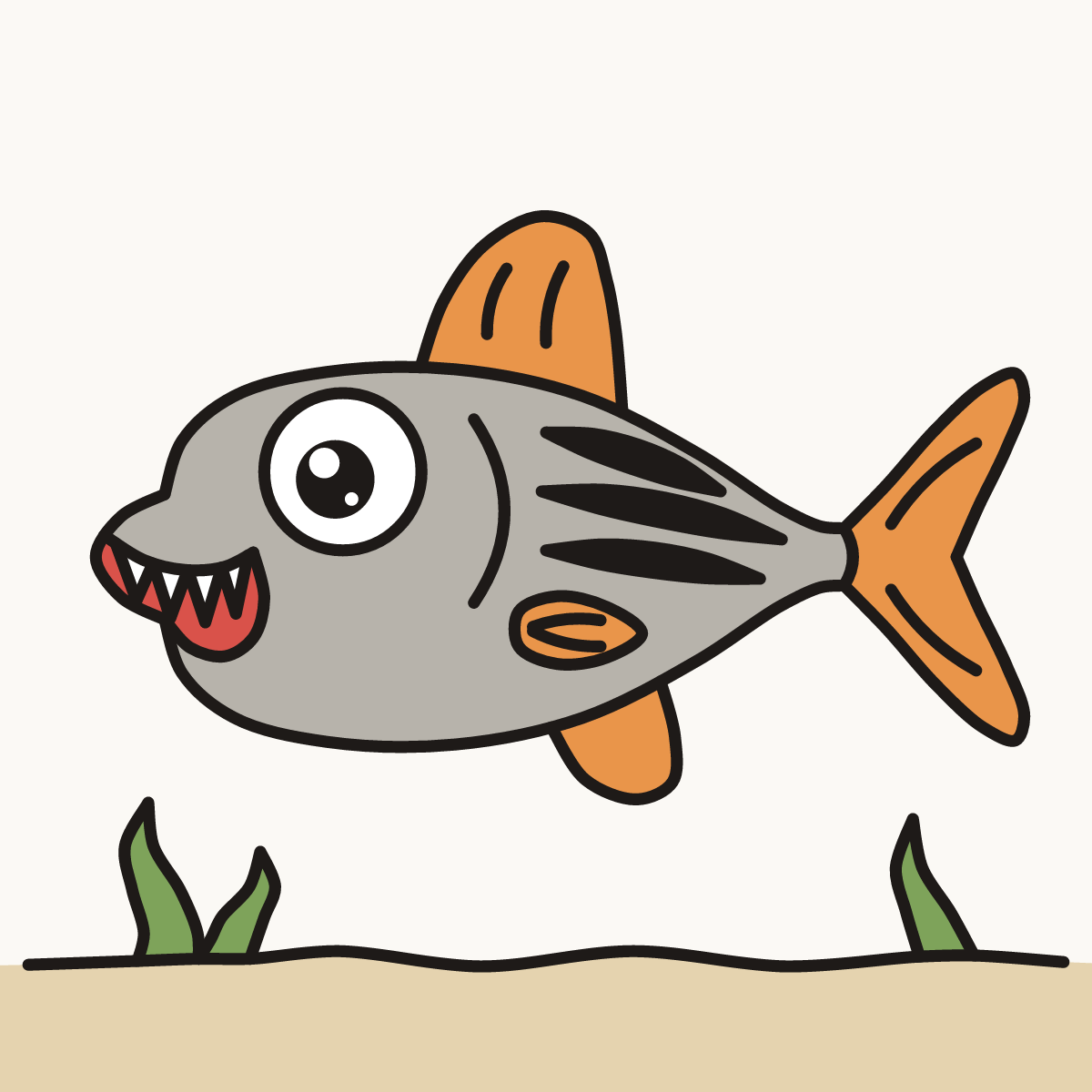 Finished drawing of a tigerfish