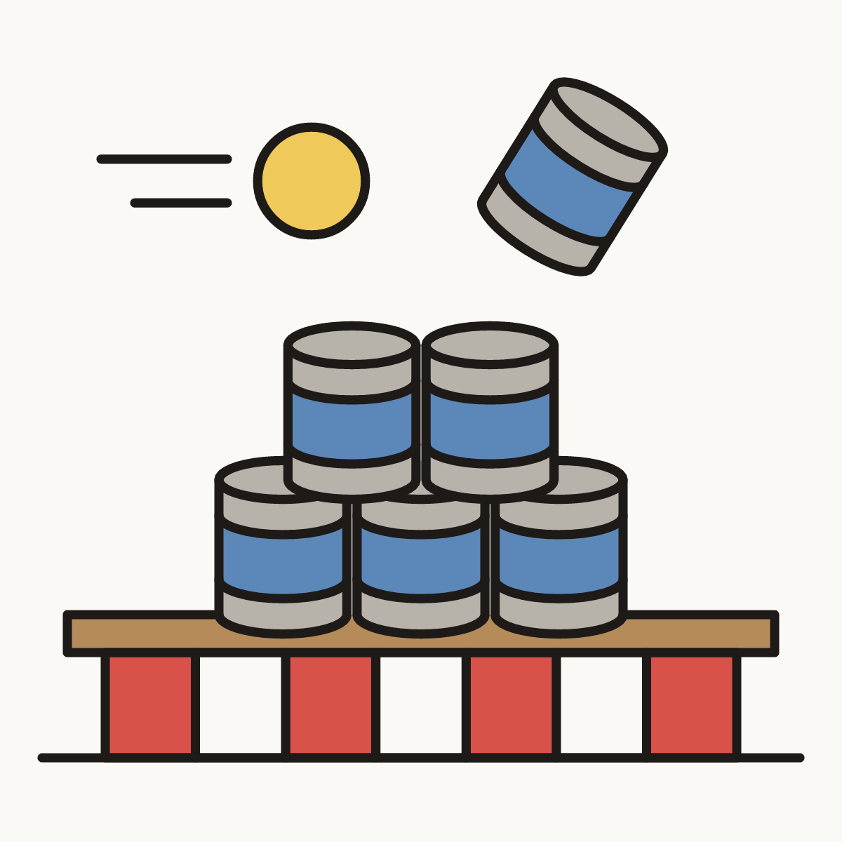 Finished drawing of a tin can toss