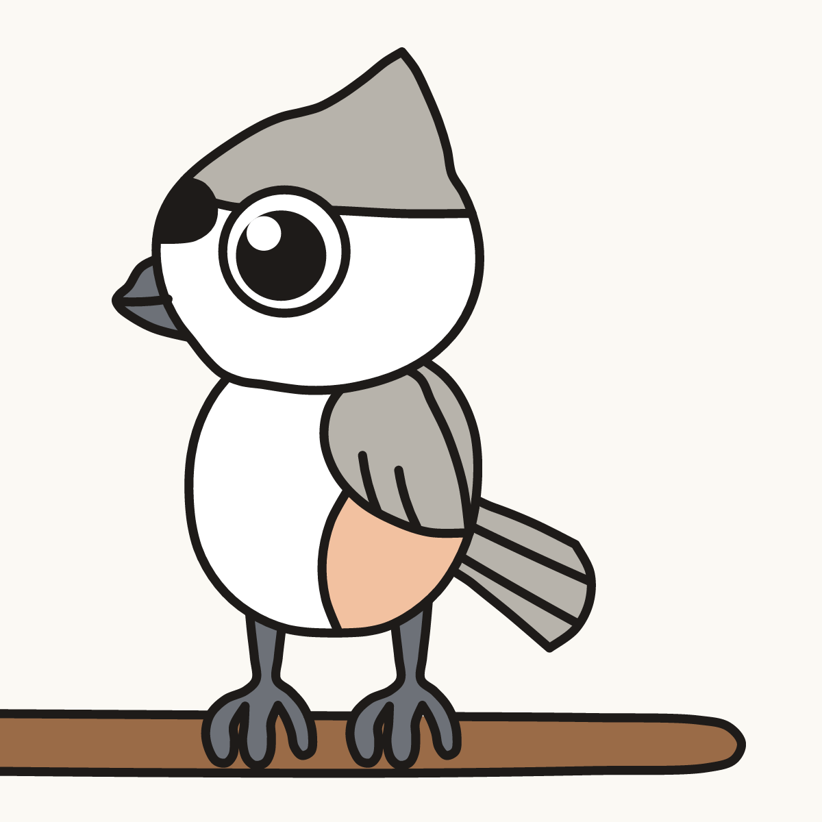 Finished drawing of a tufted titmouse