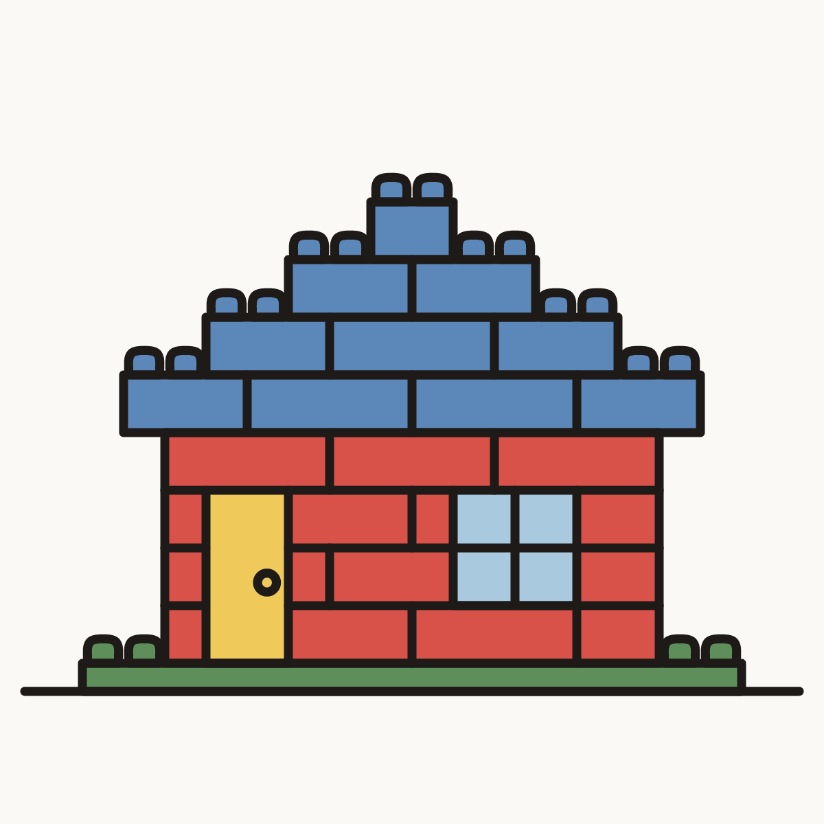 Finished drawing of a toy brick house