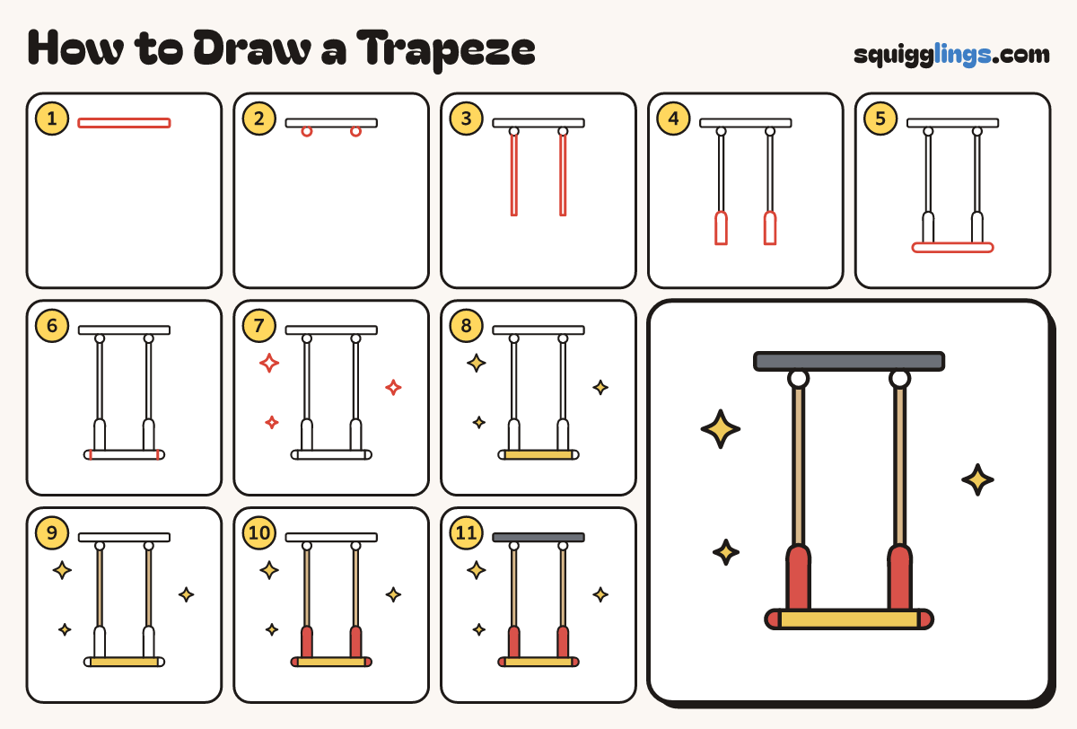 How to Draw a Trapeze step by step: all 11 steps in one picture