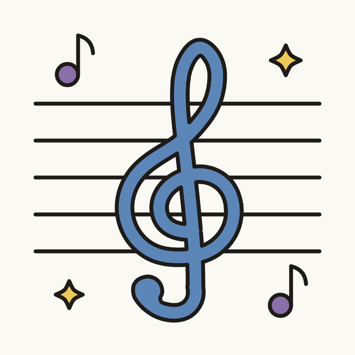 Finished drawing of a treble clef