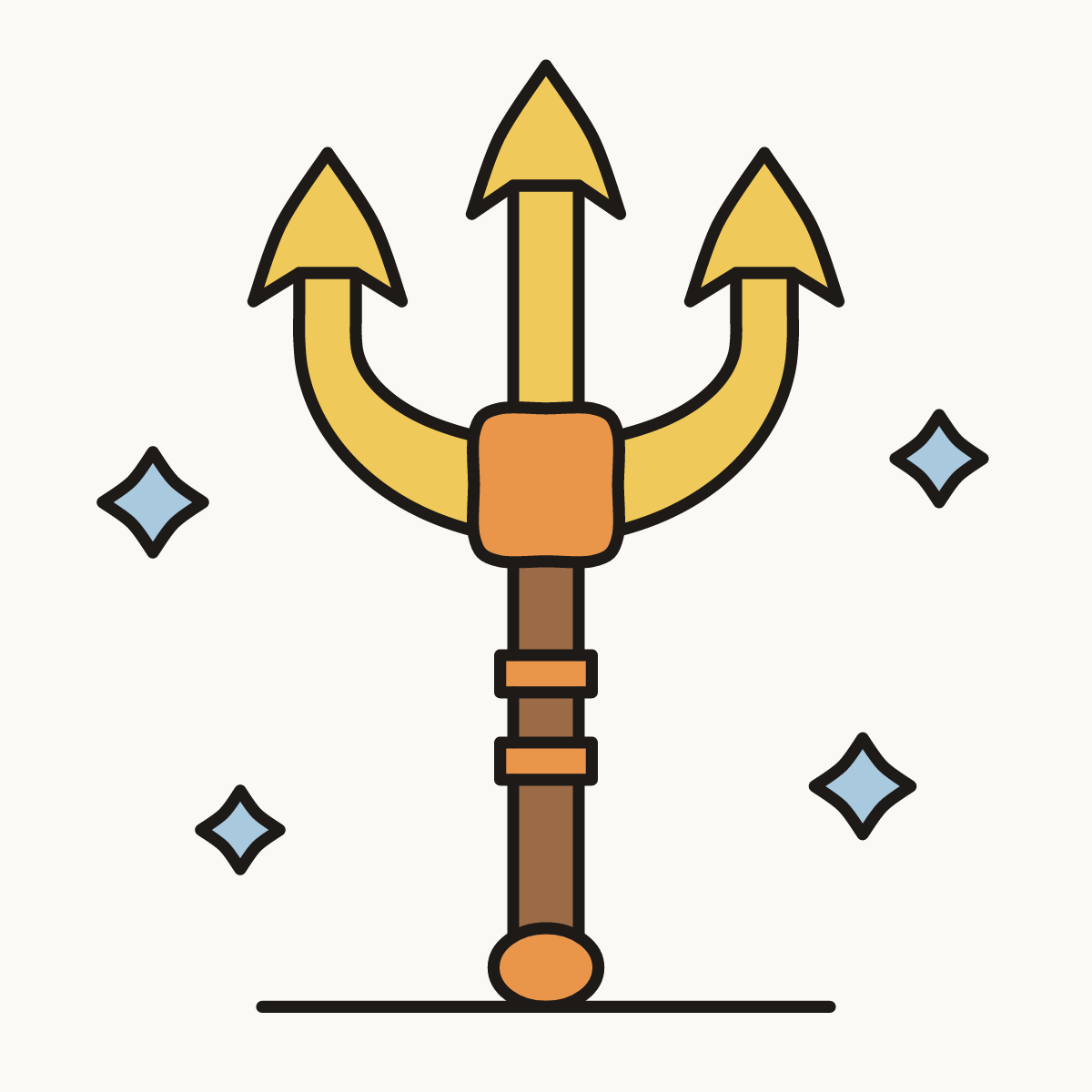 Finished drawing of a trident