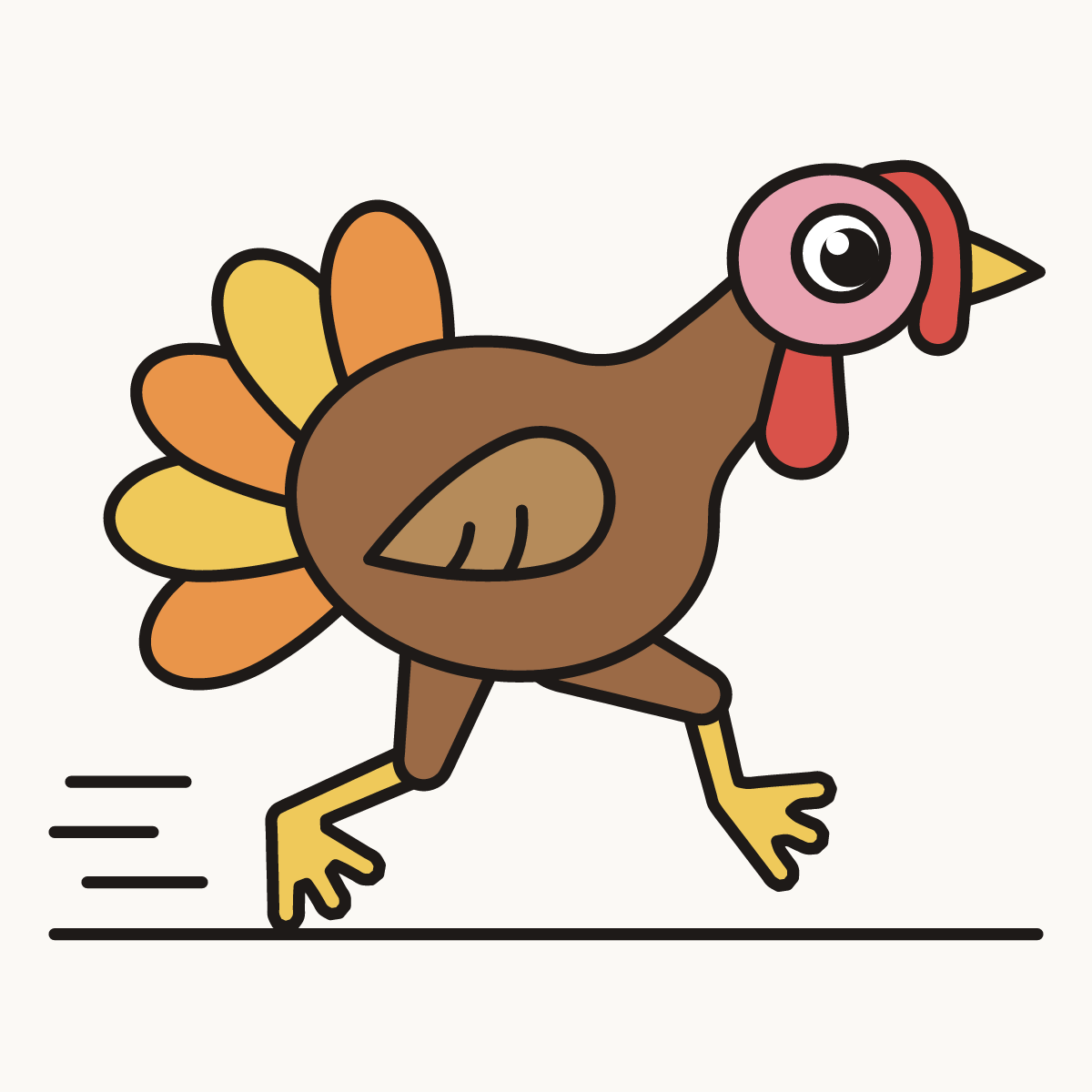 Finished drawing of a running turkey