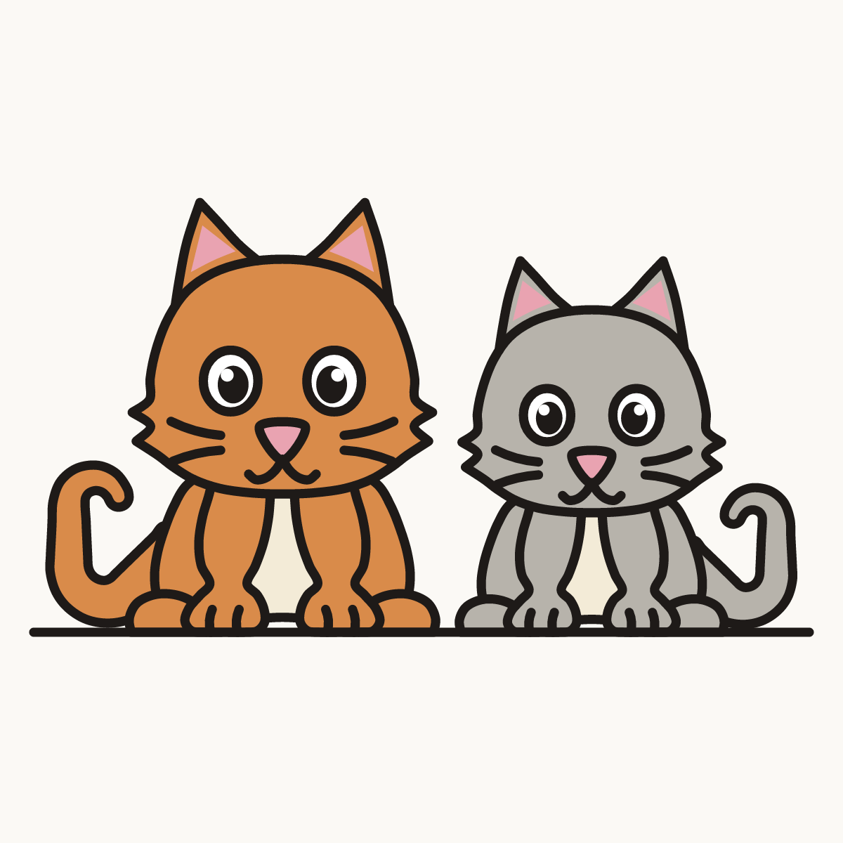 Finished drawing of two cats