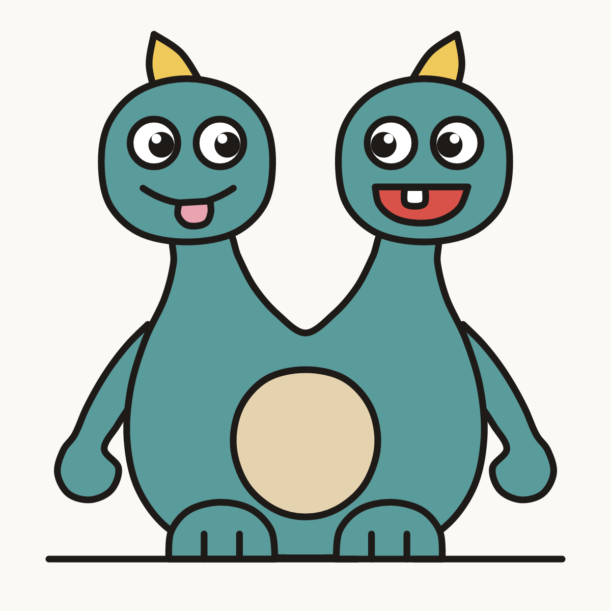 Finished drawing of a two headed monster