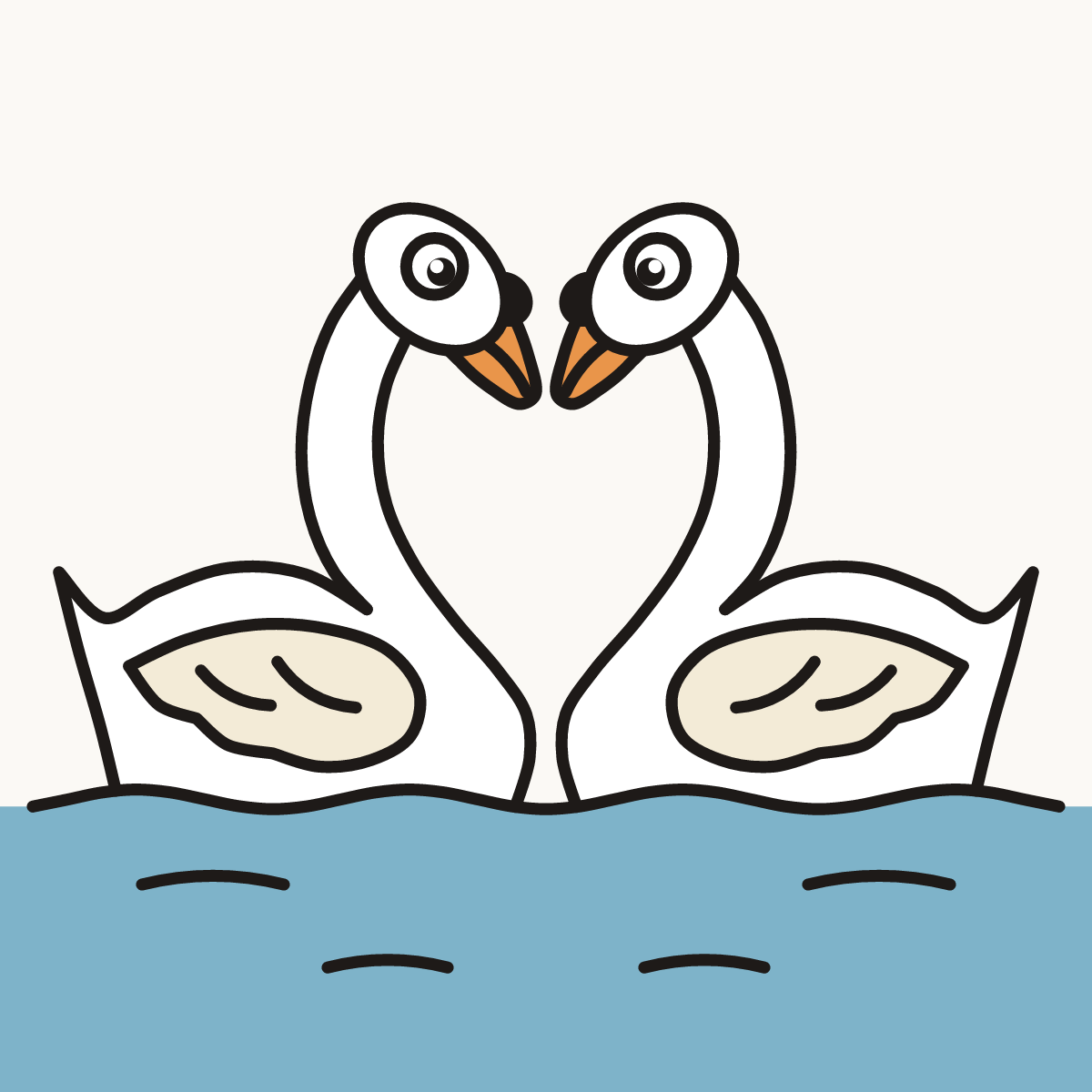 Finished drawing of two swans