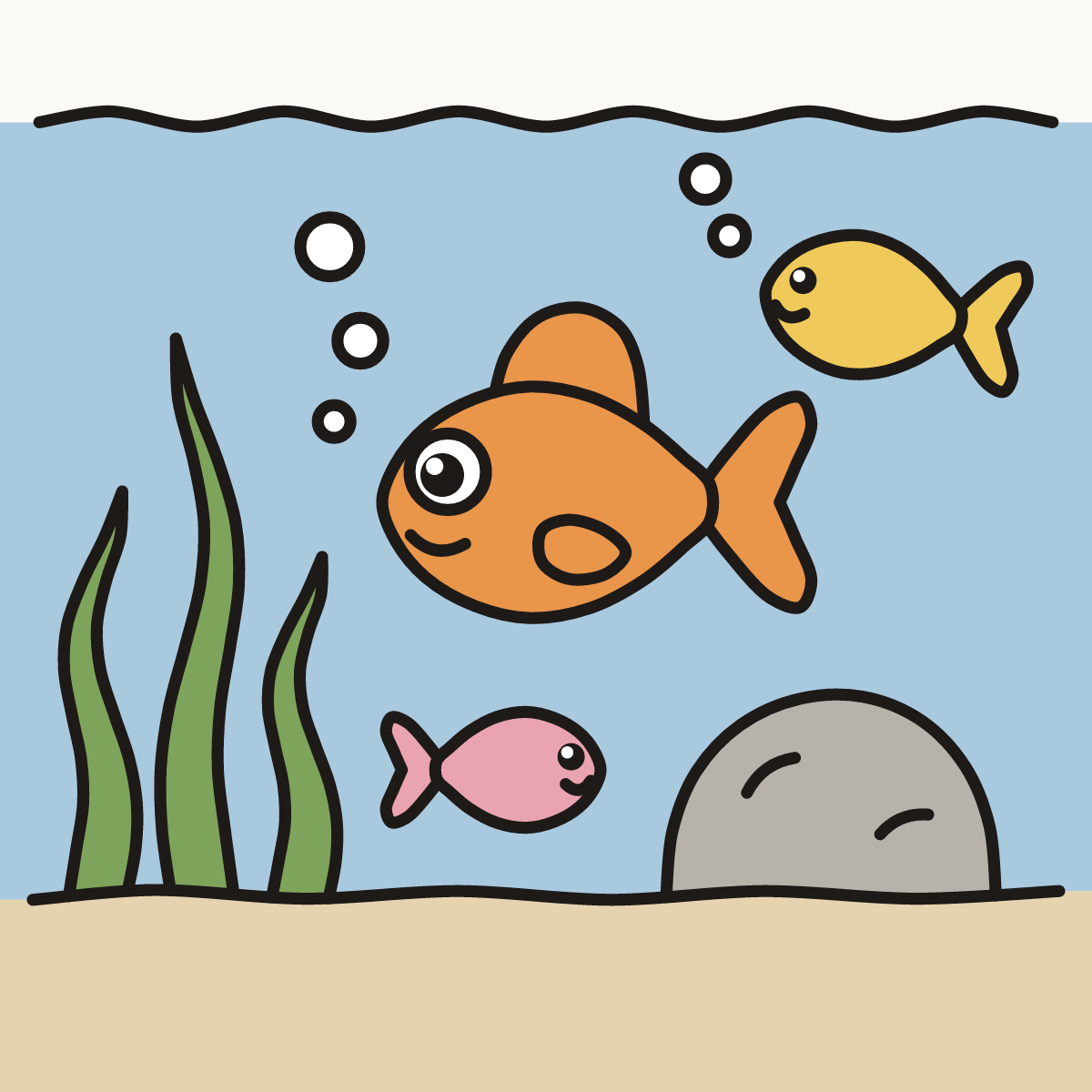 Finished drawing of an underwater scene