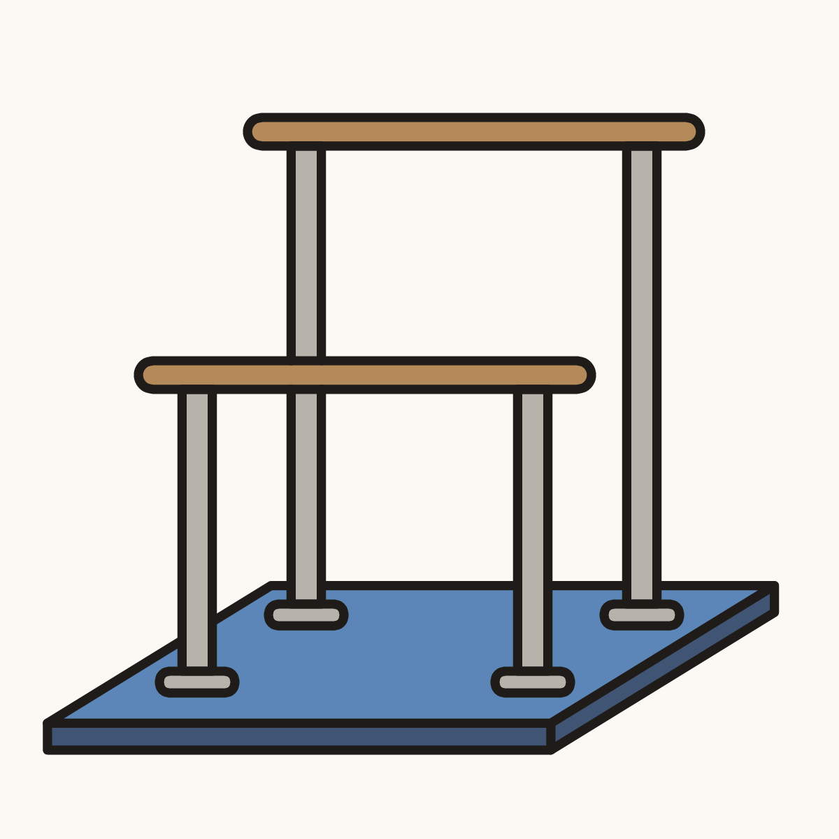 Finished drawing of uneven bars