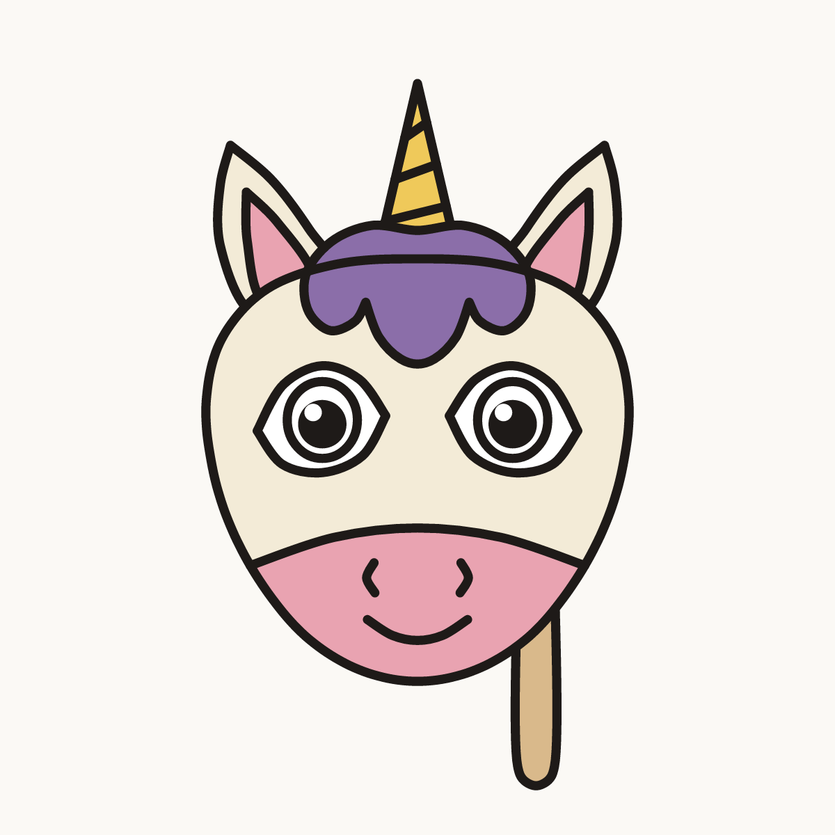 Finished drawing of a unicorn mask