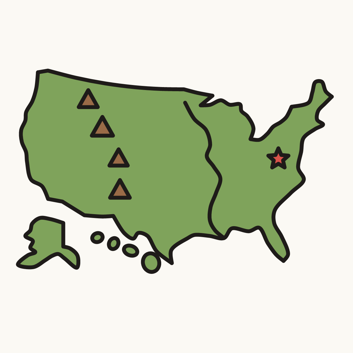 Finished drawing of an usa map