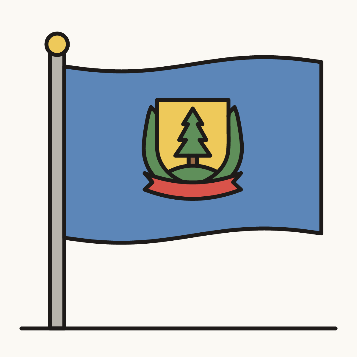 Finished drawing of a vermont flag