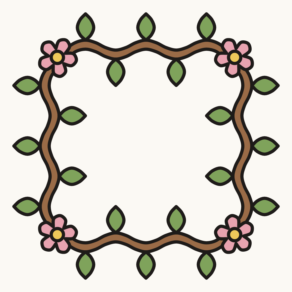 Finished drawing of a vine border
