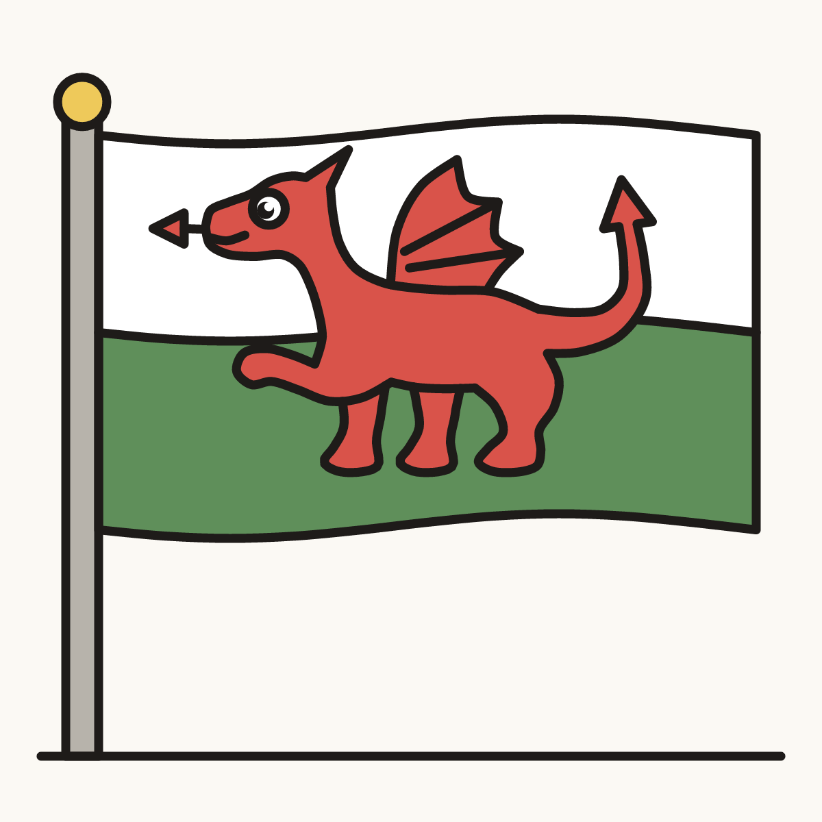 Finished drawing of a wales flag