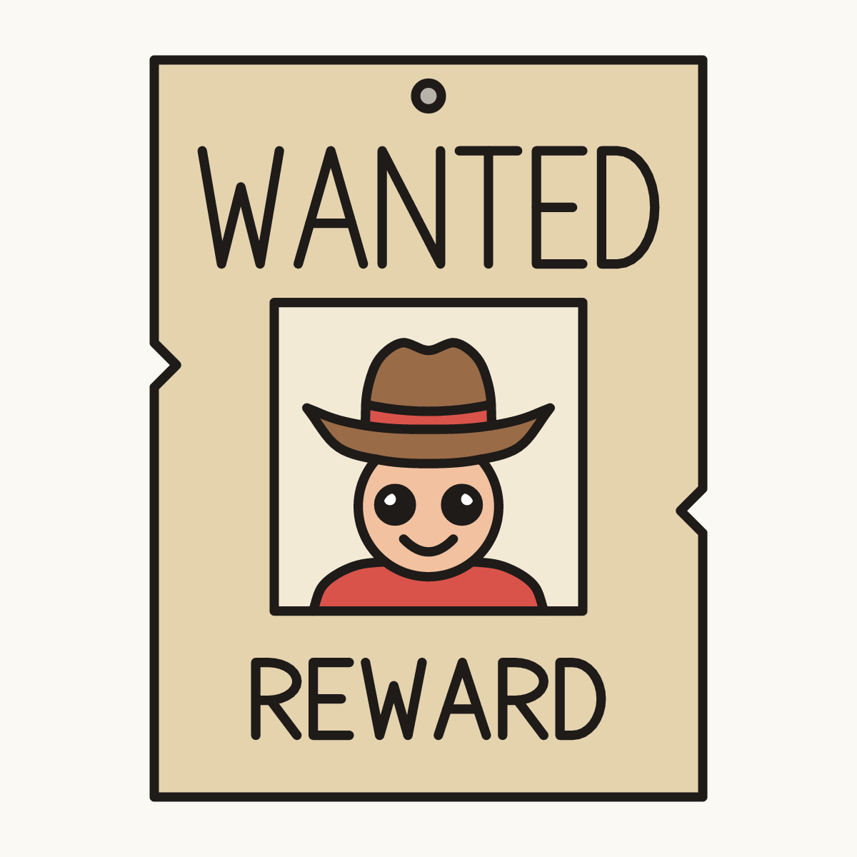 Finished drawing of a wanted poster