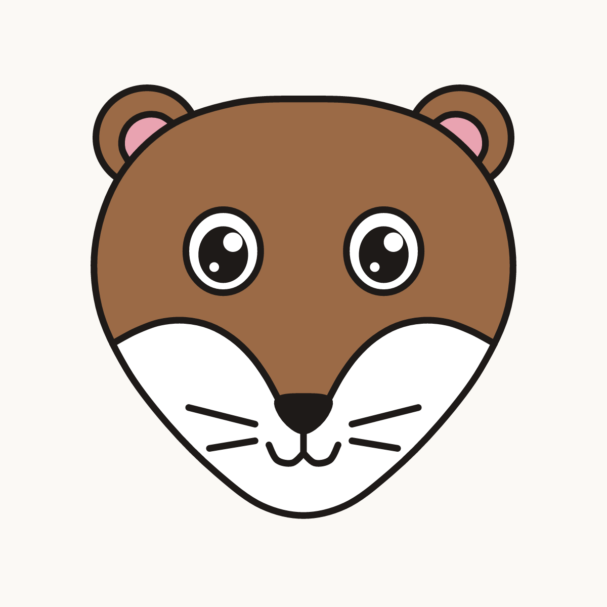 Finished drawing of a weasel face