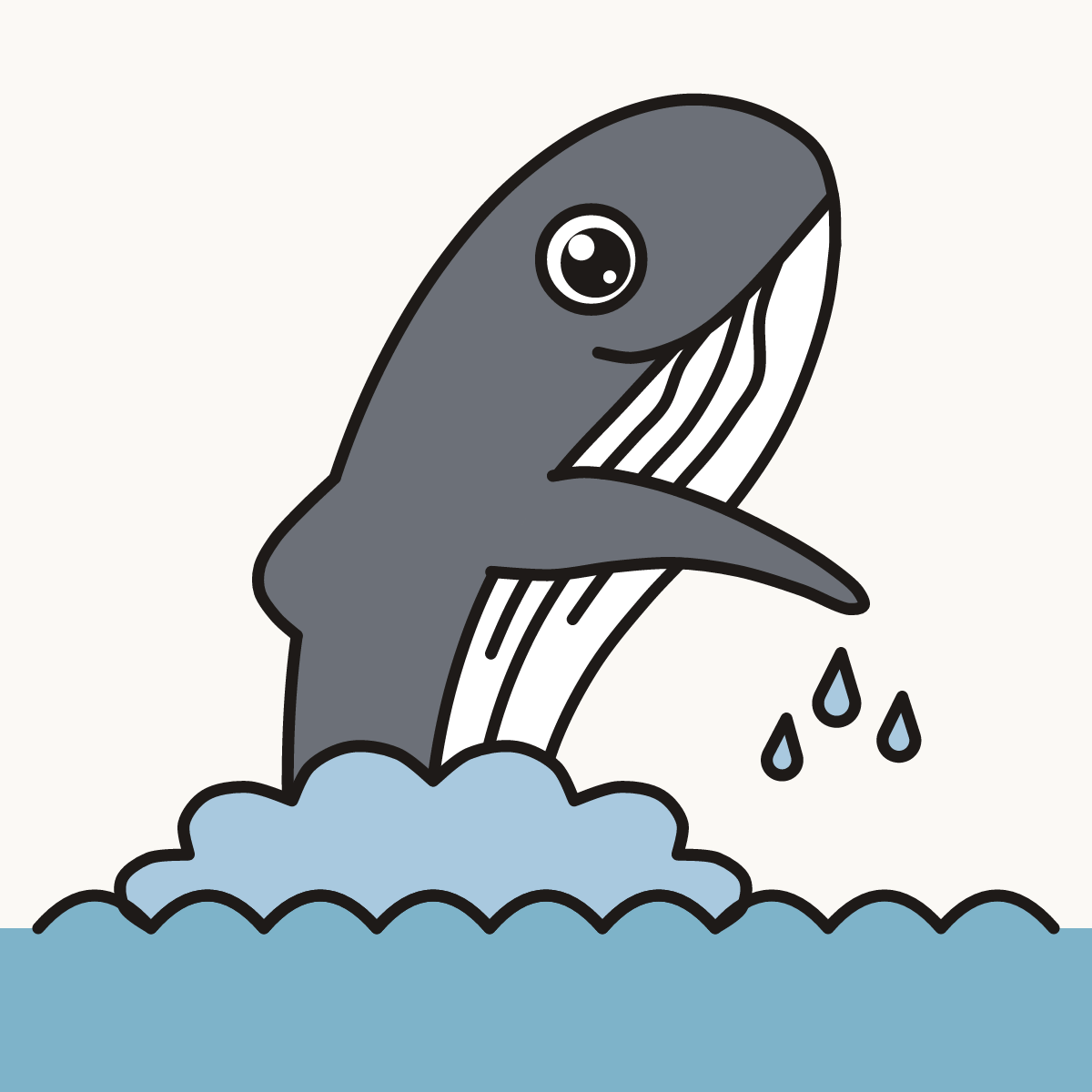 Finished drawing of a whale breaching