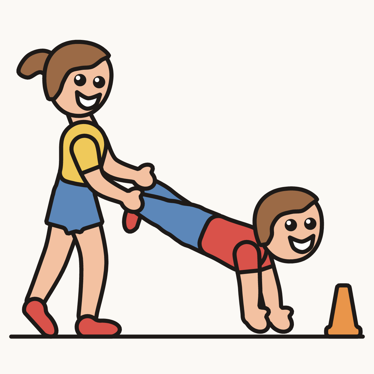 Finished drawing of a wheelbarrow race