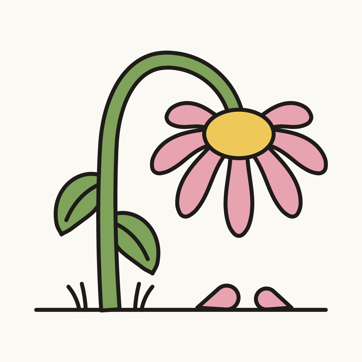 Finished drawing of a wilted flower