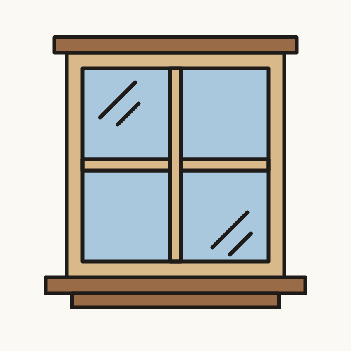 Finished drawing of a window