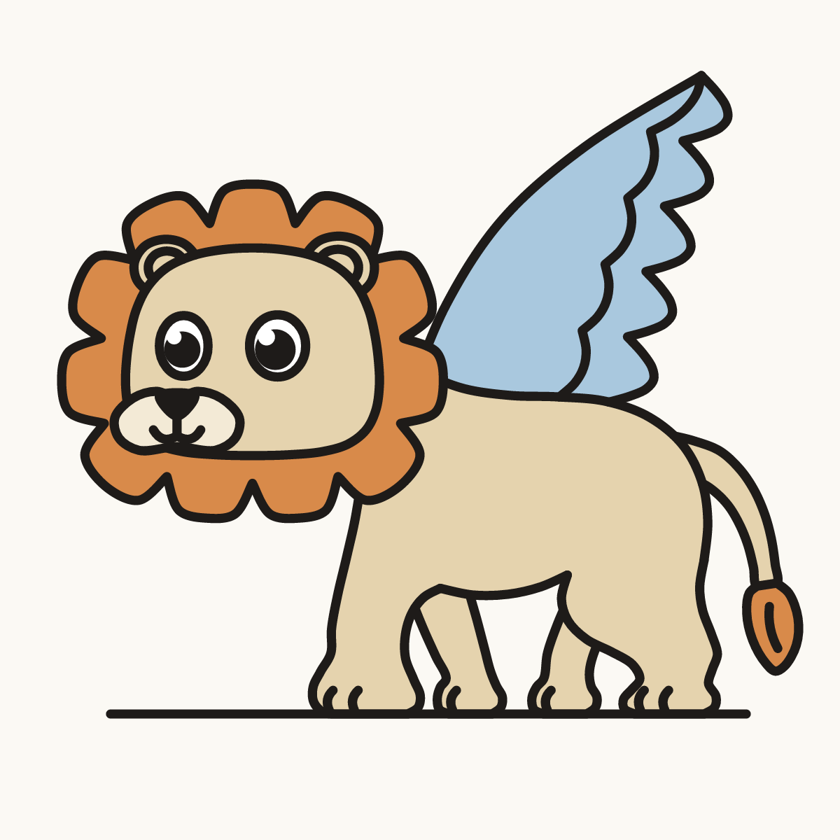 Finished drawing of a winged lion