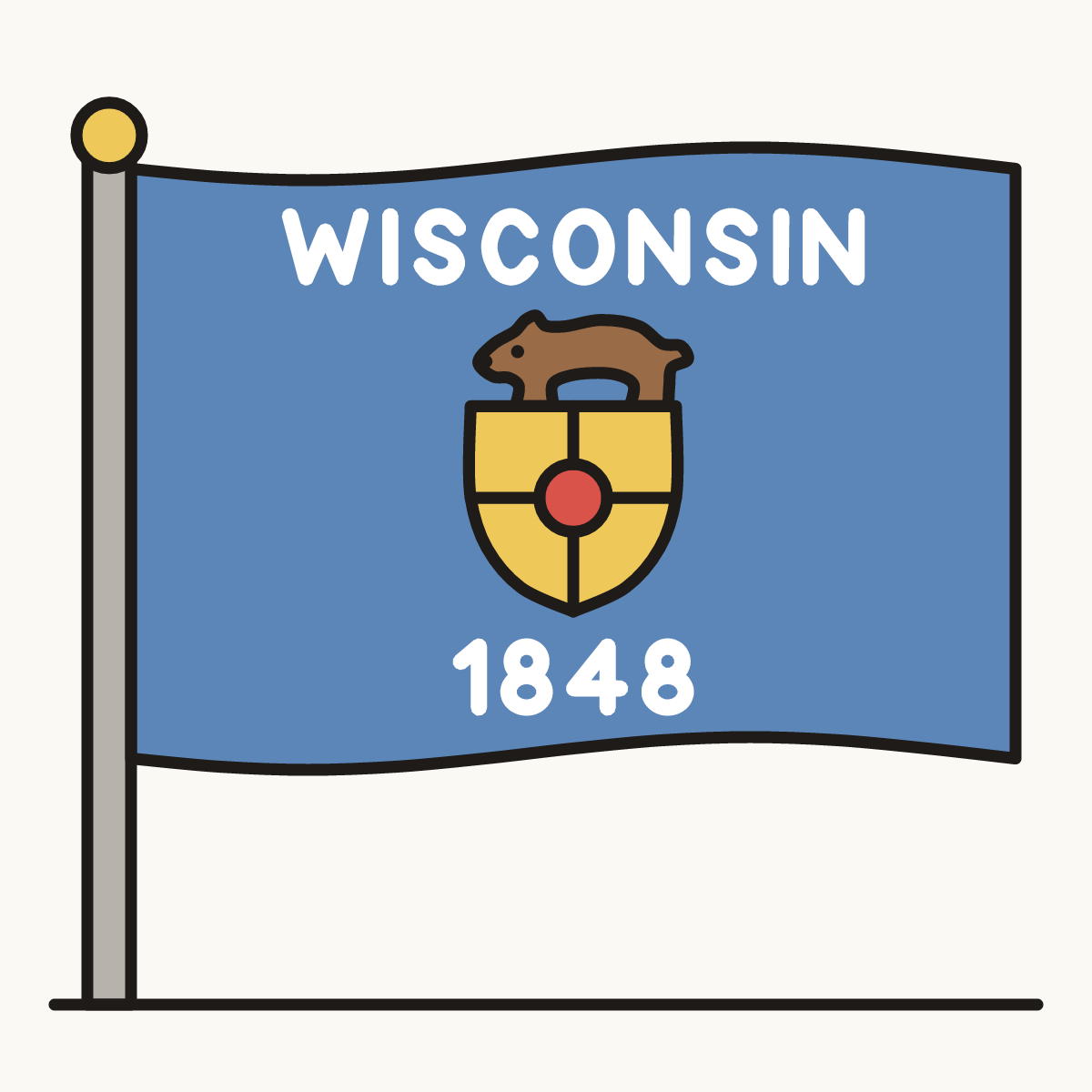 Finished drawing of a wisconsin flag