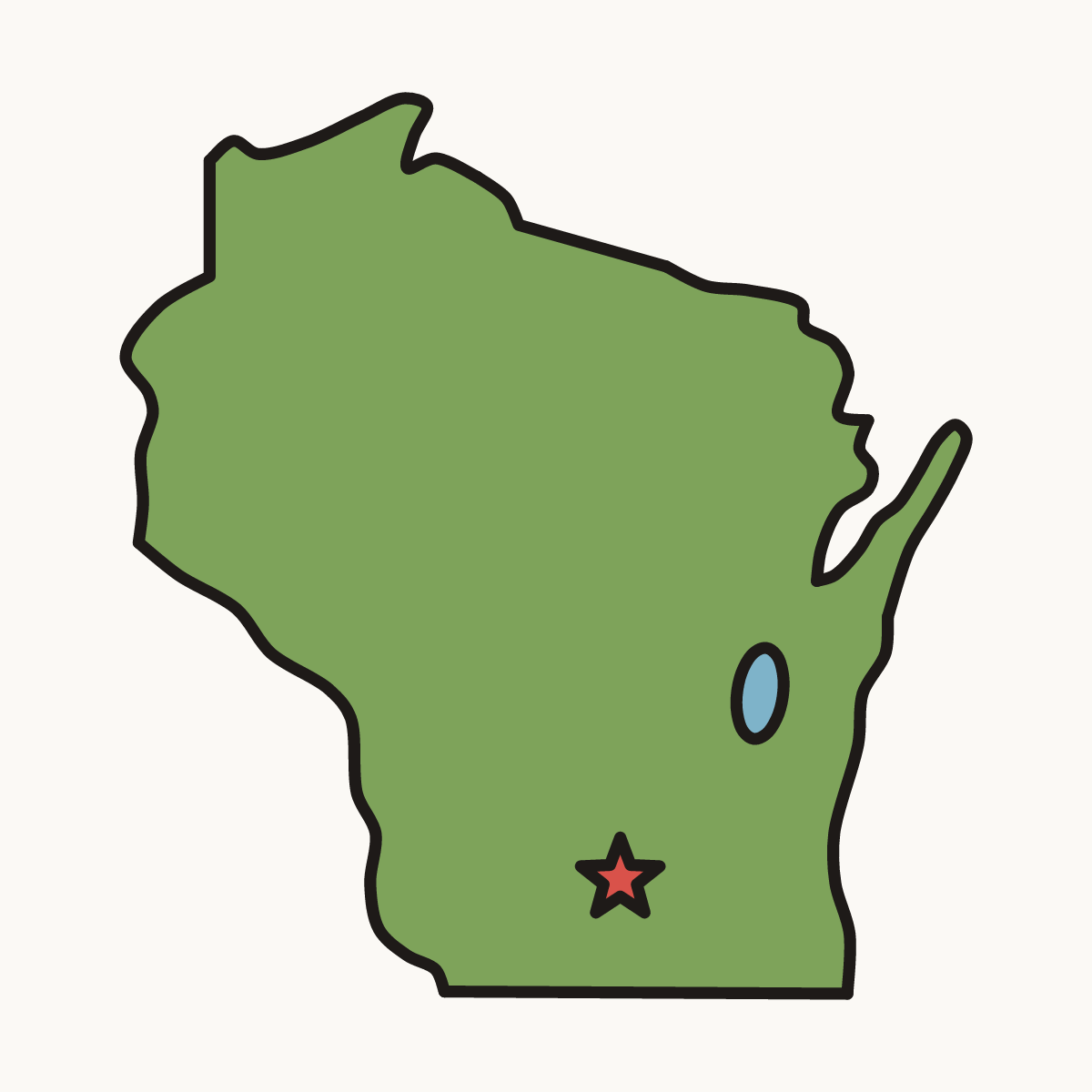 Finished drawing of a wisconsin map