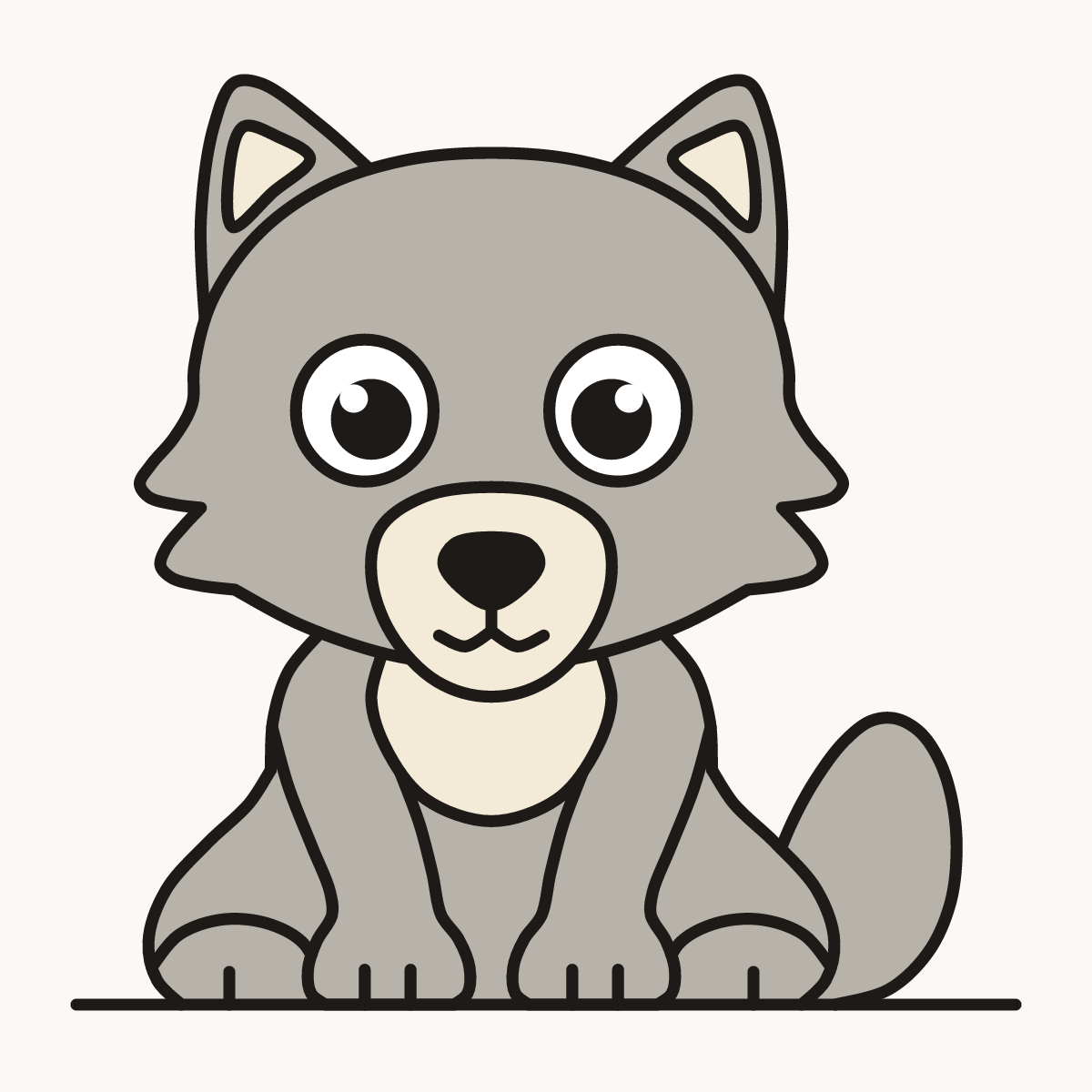 Finished drawing of a wolf cub