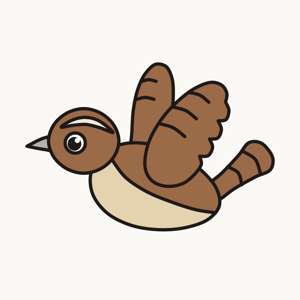 Finished drawing of a flying wren