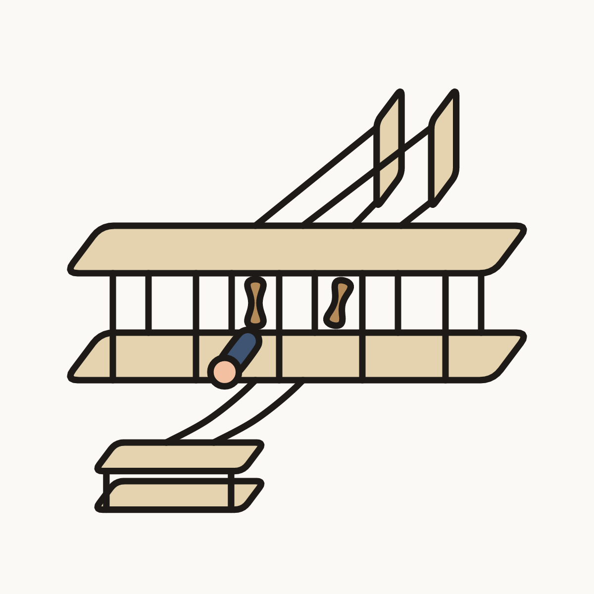 Finished drawing of a wright flyer